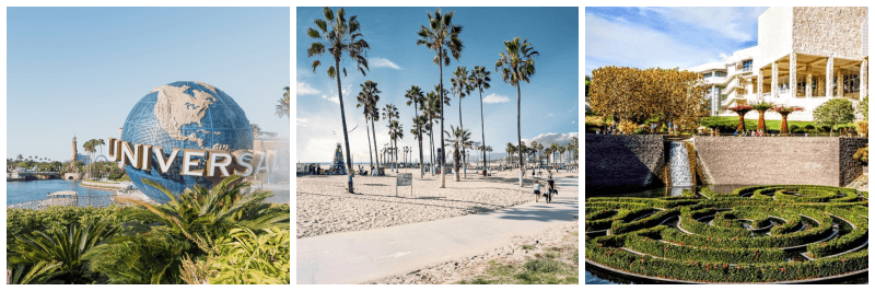 유니버셜 스튜디오 할리우드, 베니스 비치, 게티 센터 사진