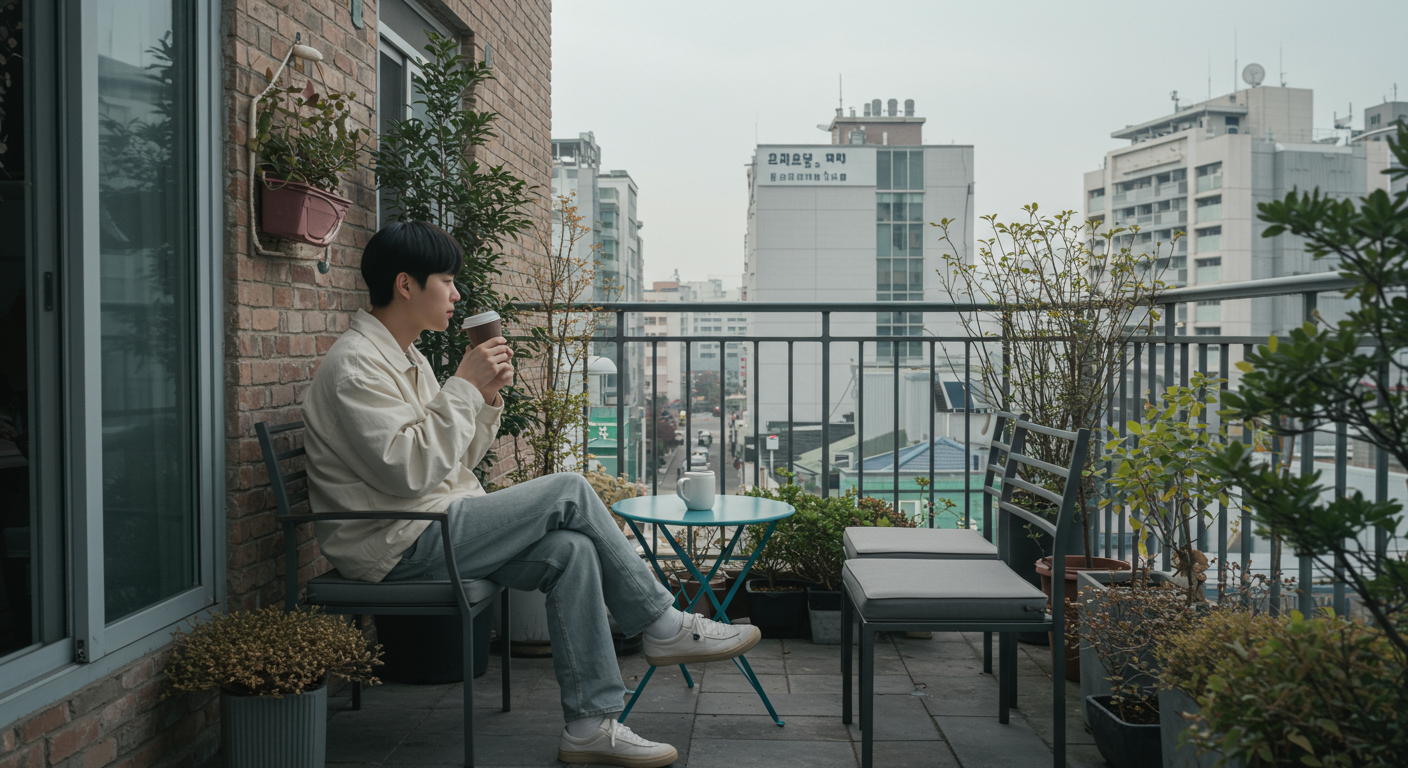 월세지원 대출을 하기 위해서 청년이 농협은행으로 들어가고 있다.