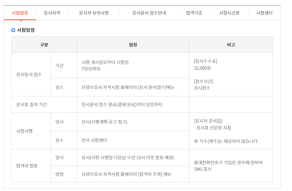 요양보호사 시험일정