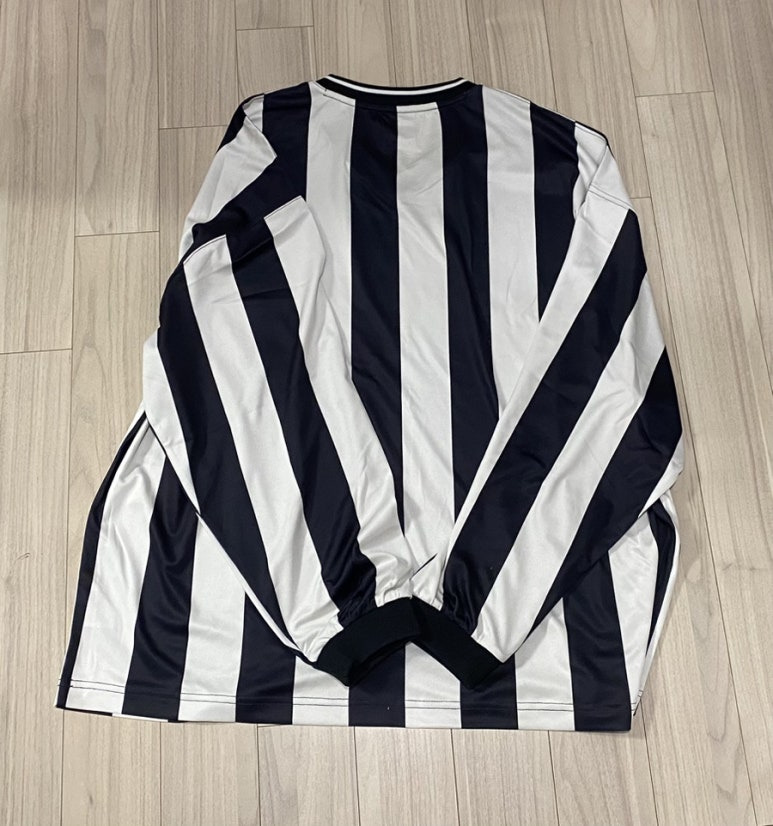 필루미네이트 FLM 스트라이프 스포츠 저지 롱 슬리브 지브라 유벤투스 델피에로 지단 유니폼 블랙