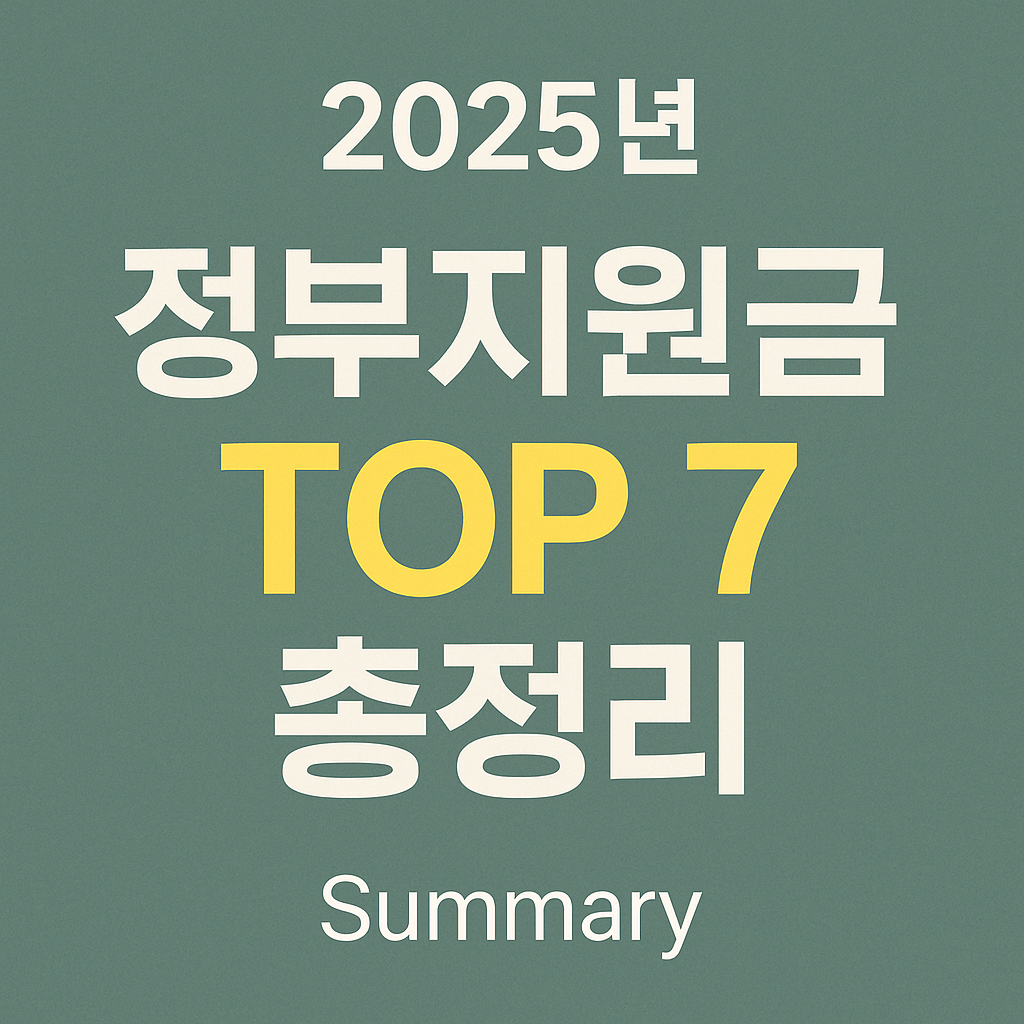 2025년 정부지원금 TOP 7 총정리