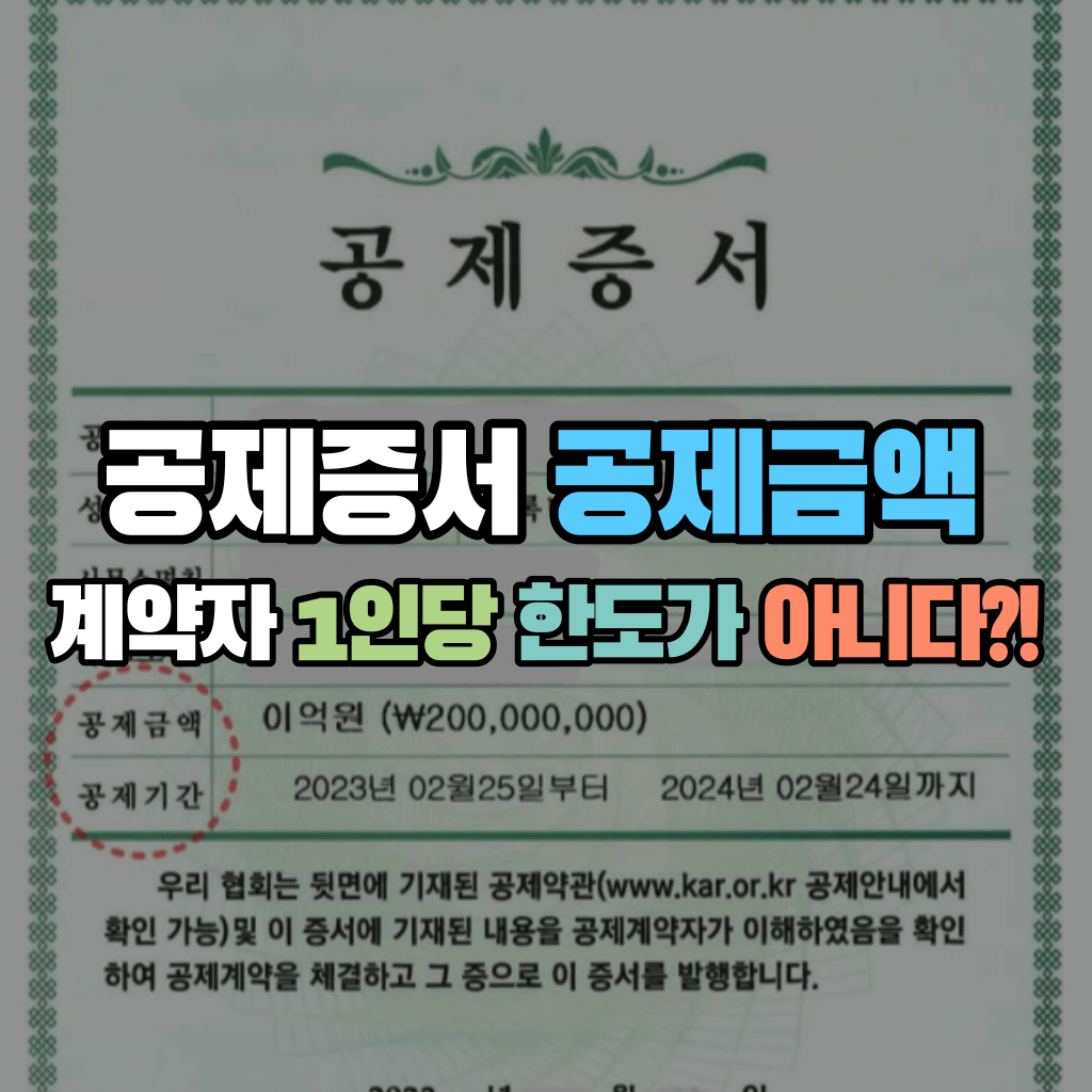 공제증서 공제금액, 계약자 1인당 한도가 아니다?!