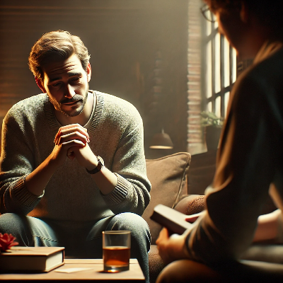 한 남자가 누군가에서 사과하는 모습