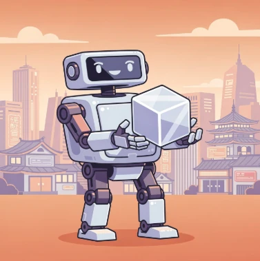 로봇이 메모리를 들고 있는 예시 일러스트