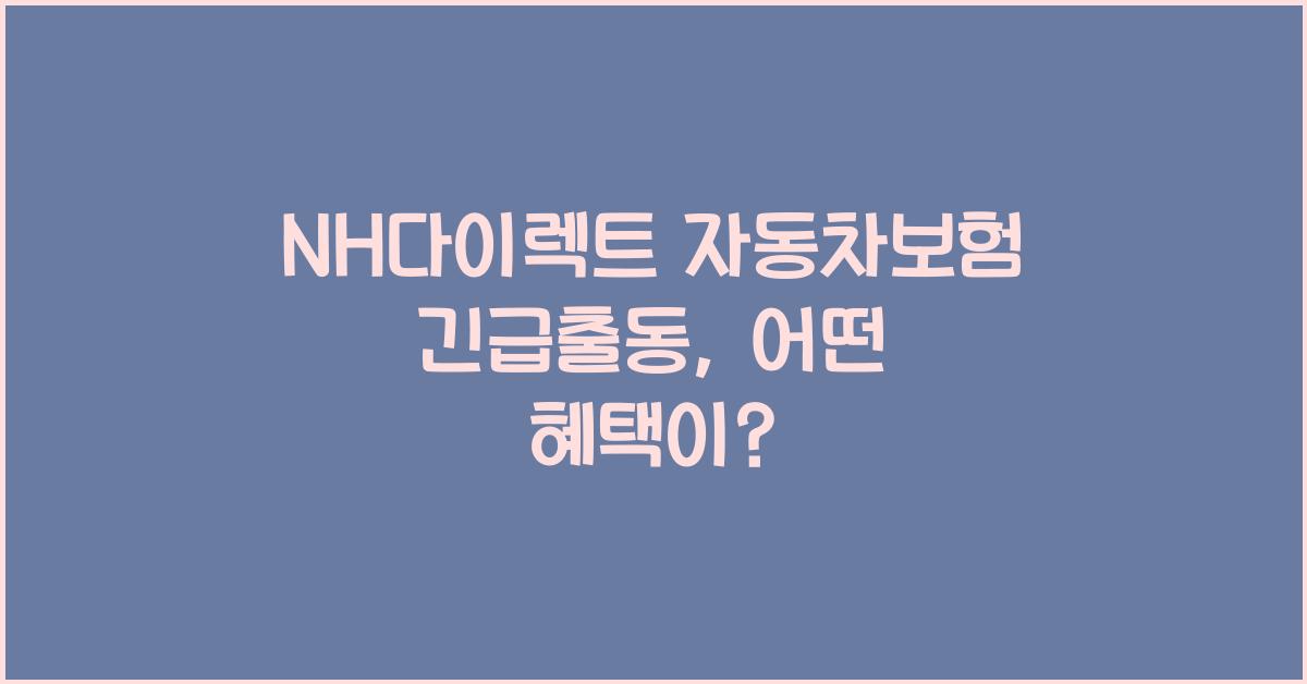 NH다이렉트 자동차보험 긴급출동