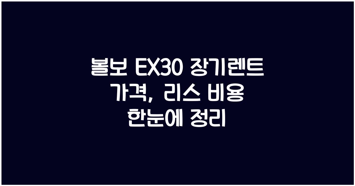 볼보 EX30 장기렌트 가격, 리스 비용