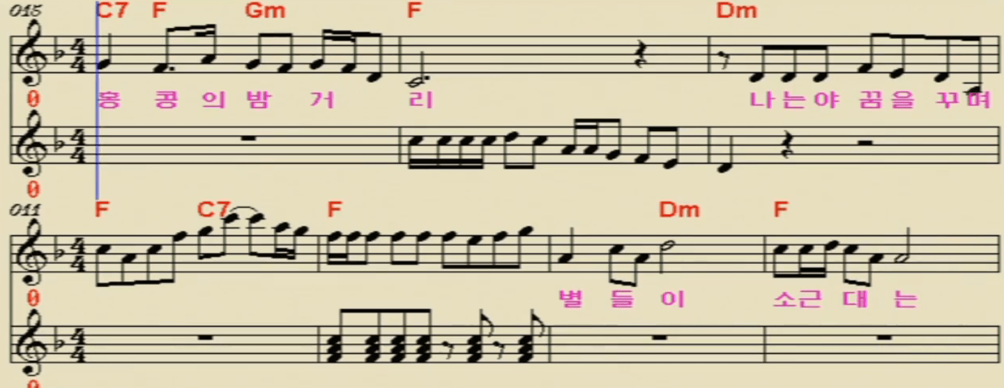 가야랑(금사향) 홍콩 아가씨 악보