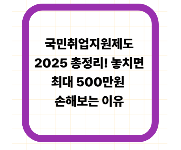 국민취업지원제도 2025 총정리! 놓치면 최대 500만원 손해보는 이유