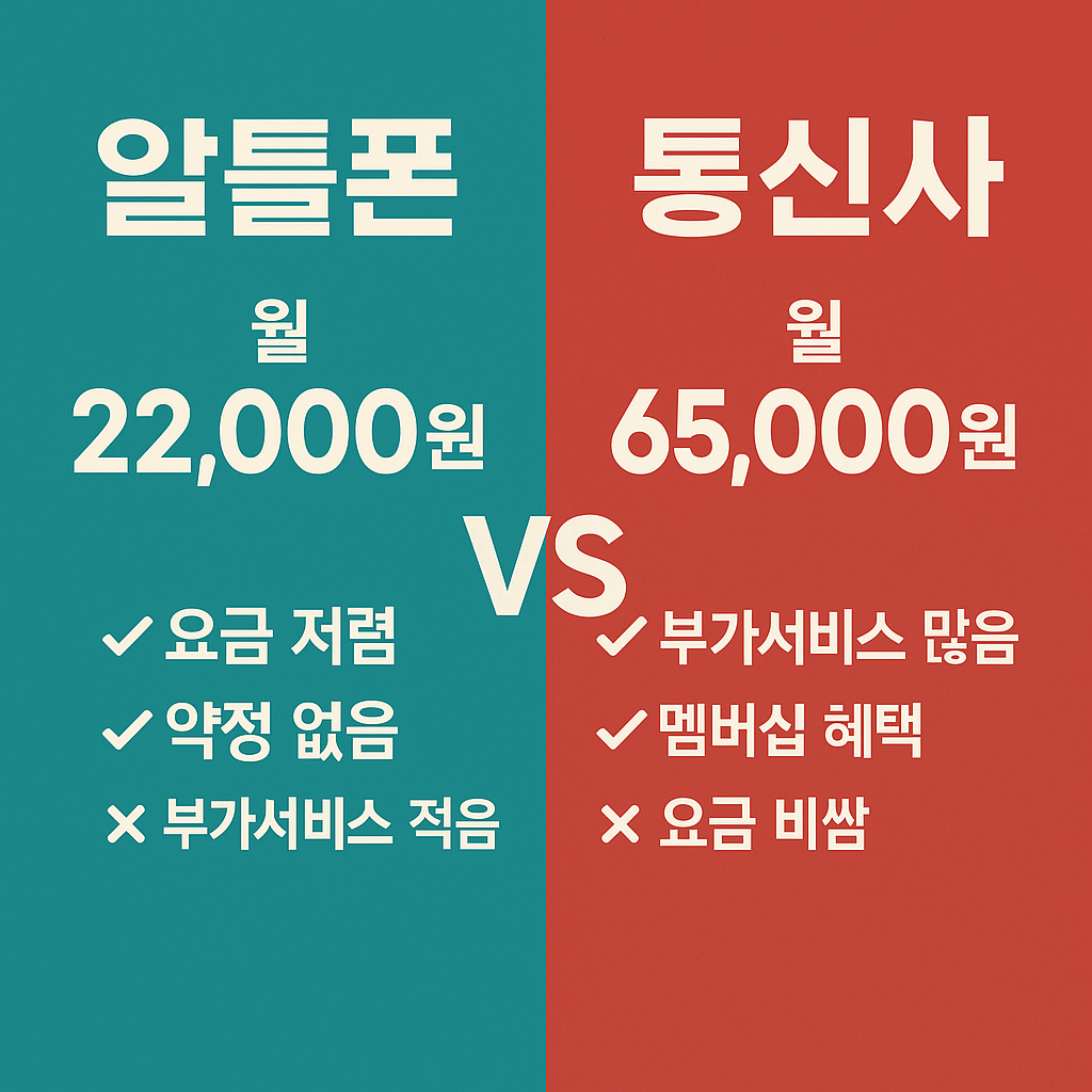 알뜰폰 vs 통신사 휴대폰 비용비교