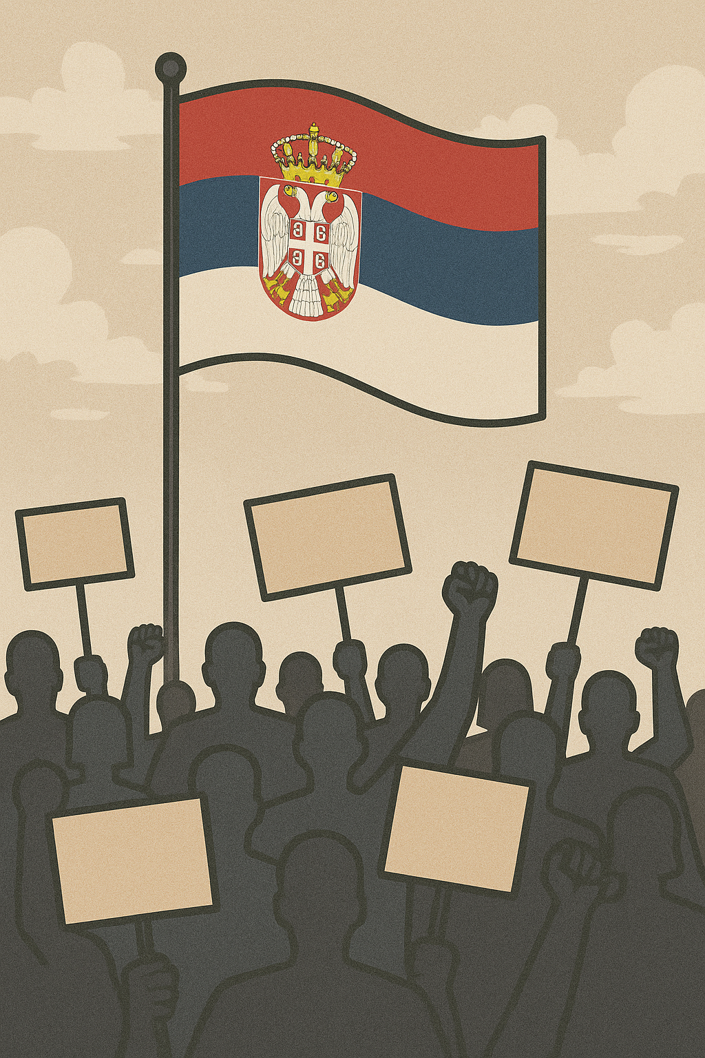 세르비아에서의 시위 사진