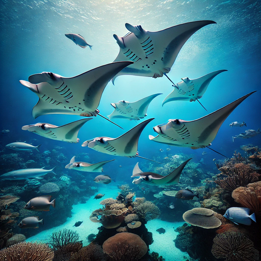 우아한 가오리와 함께하는 바다