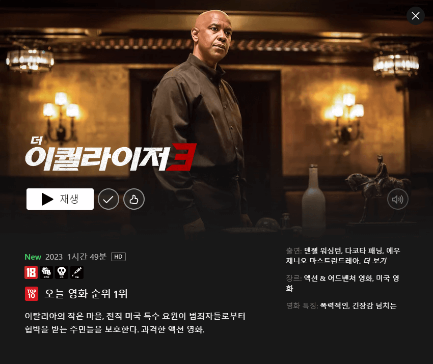 더 이퀄라이저 3 줄거리, 평점, 후기