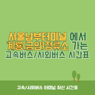 서울남부터미널에서 계룡(금암)정류소 가는 고속버스_시외버스 시간표 최신정보