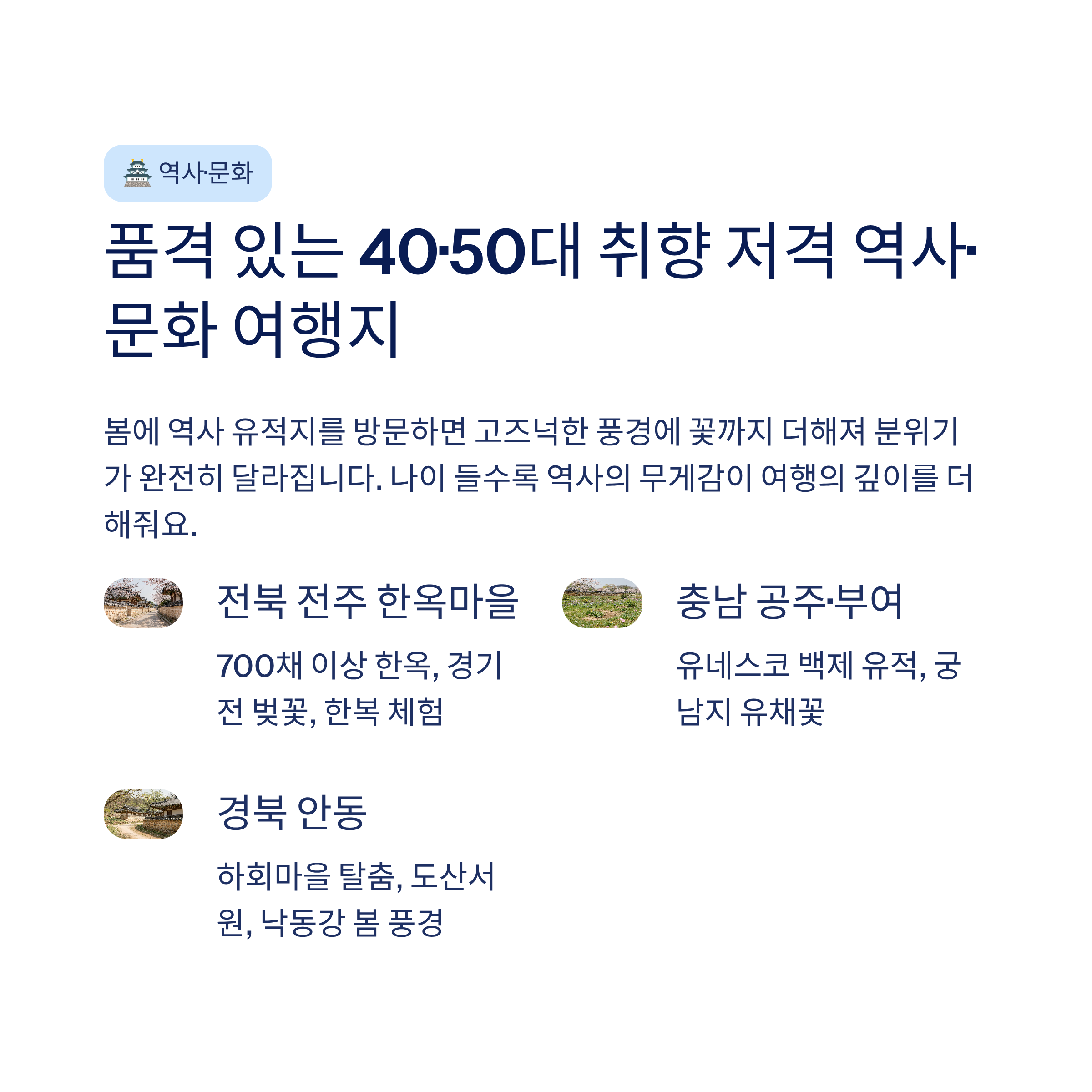 봄 국내 여행지 추천 – 40·50대가 진짜 좋아하는 가볼만한곳 총정리