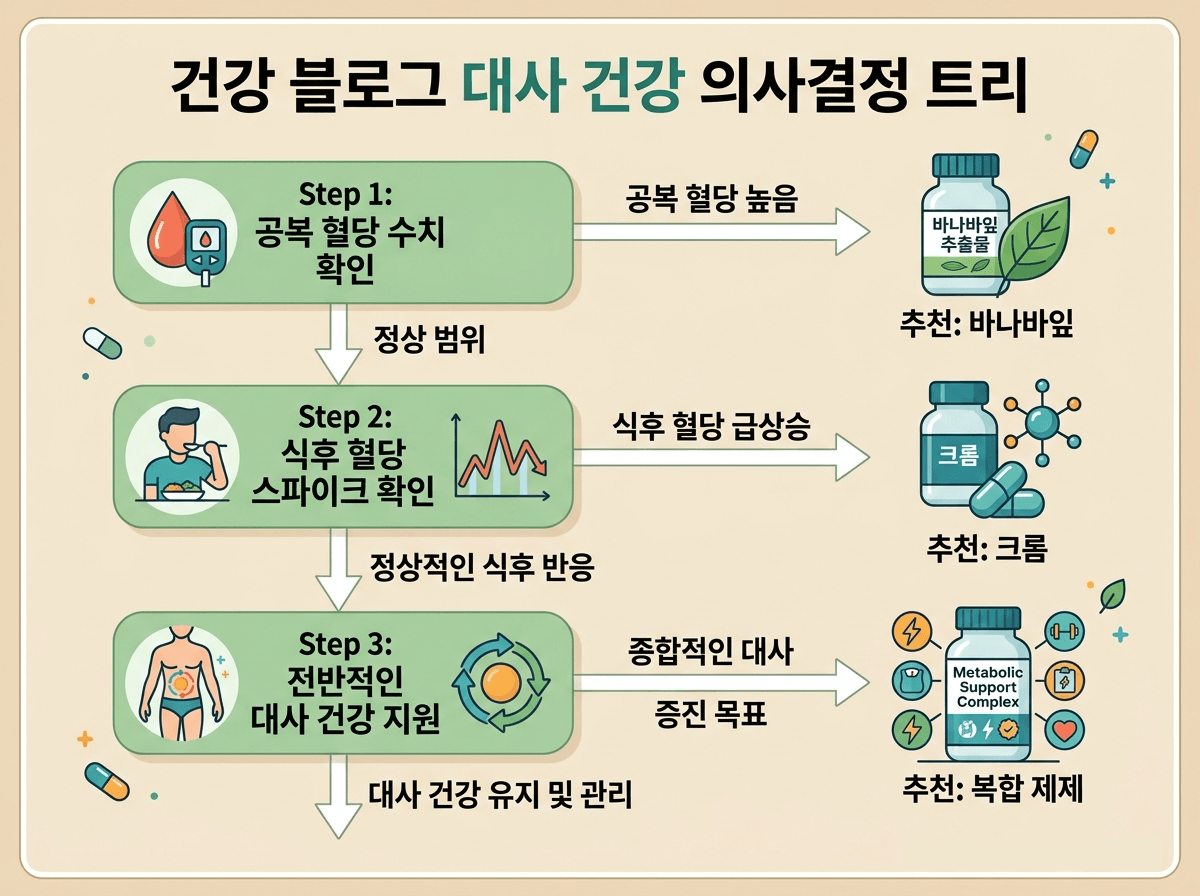 식후 혈당 성분 선택 3단계 판단 흐름도