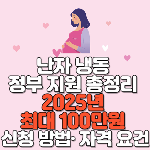 난자 냉동 정부 지원 총정리 – 2025년 최대 100만원 신청 방법과 자격 요건