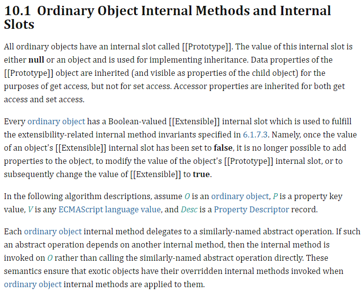 ECMAScript 내 Ordinary Object 설명