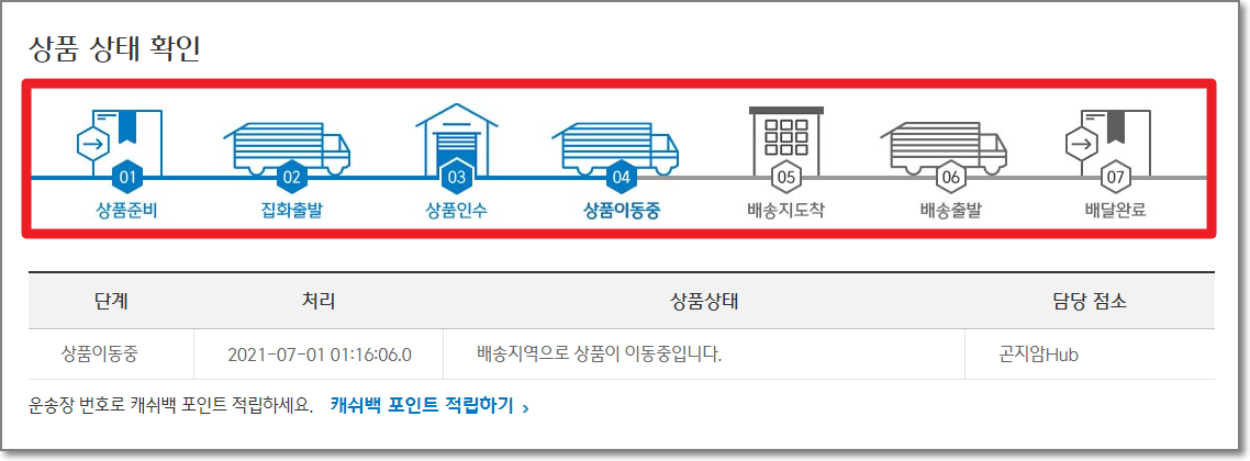 CJ택배 배송조회