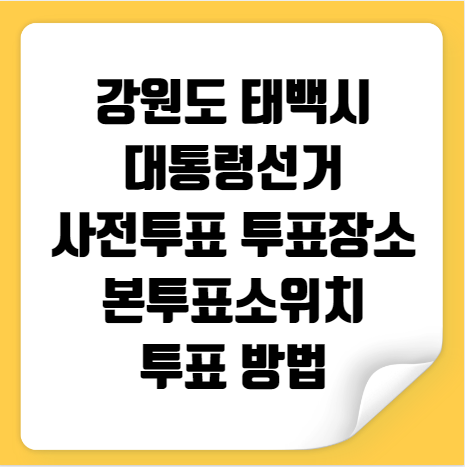 태백시 대통령선거 사전투표 투표장소 투표소 위치 투표 방법