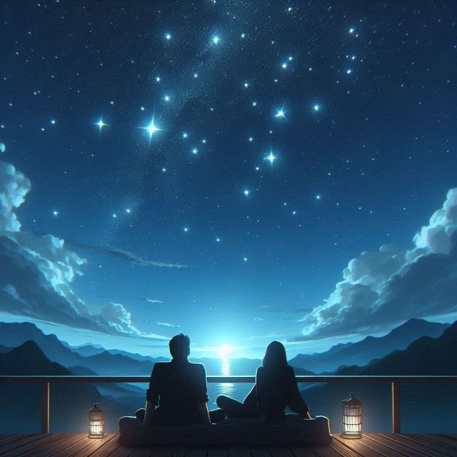 밤하늘의 별 보며 소원 빌기