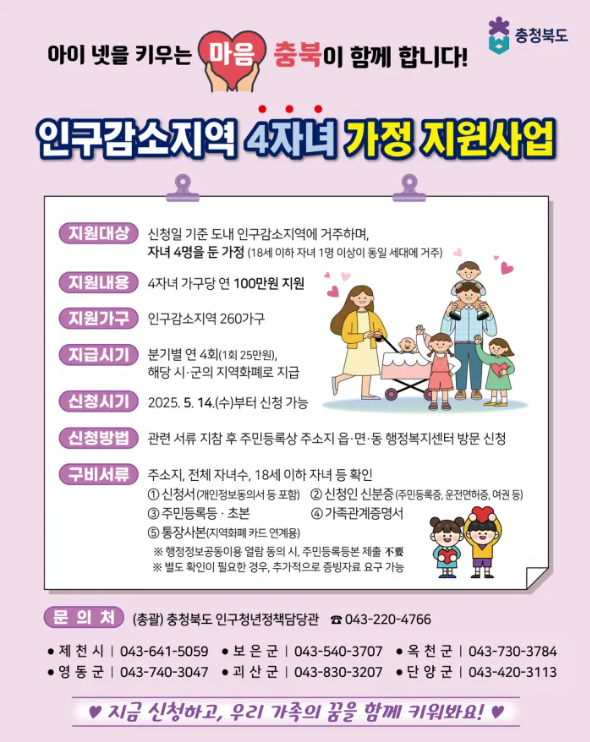 충북 다자녀 지원금