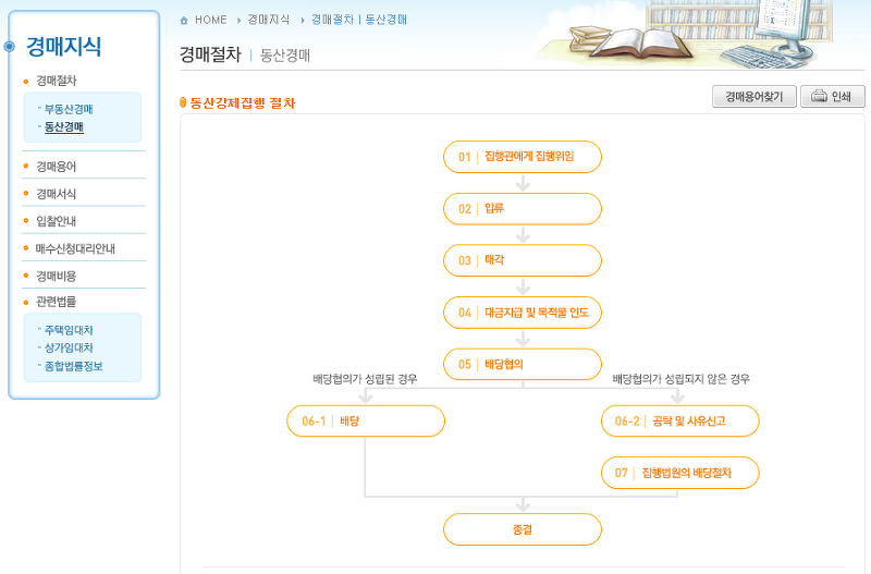 유체동산 강제집행과 경매가 진행되는 절차 안내도