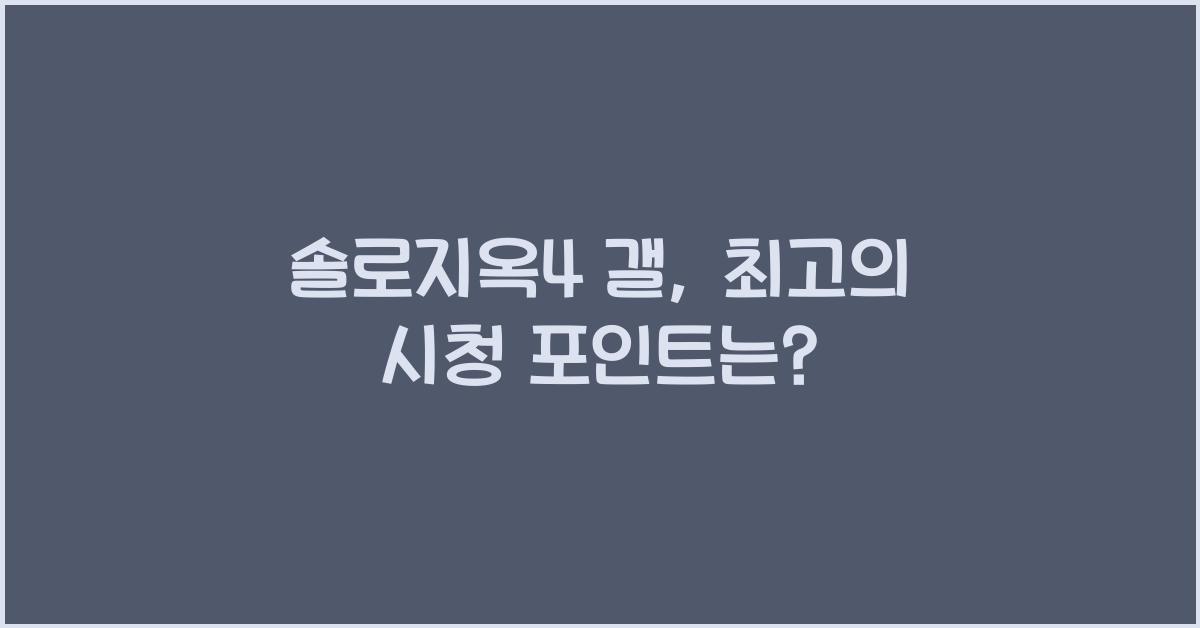 솔로지옥4 갤