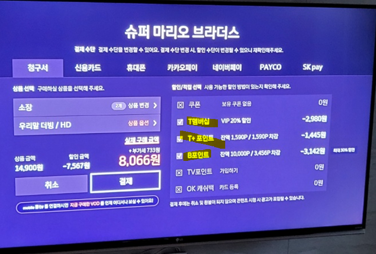 BTV 결제 내역
