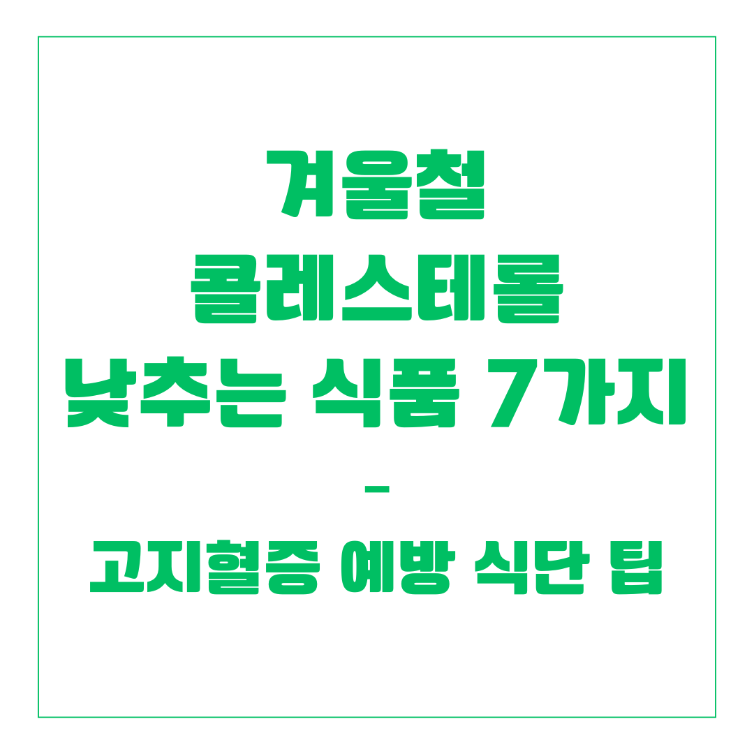 겨울철 콜레스테롤 낮추는 식품 7가지 – 고지혈증 예방 식단 팁