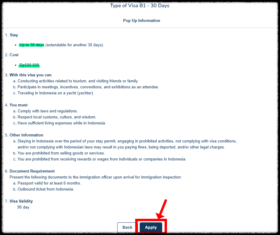 발리 여행 전자비자 발급절차4