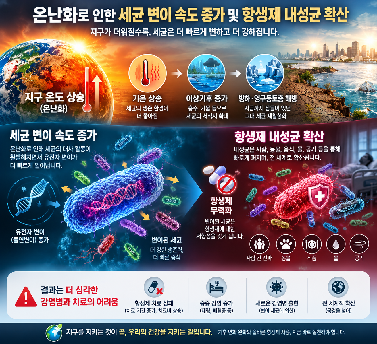 온난화로 인한 세균 변이 속도 증가