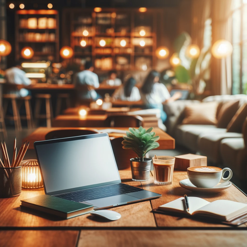 카페 위 노트북