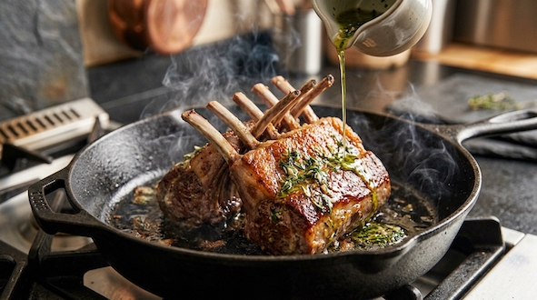 searing lamb racks