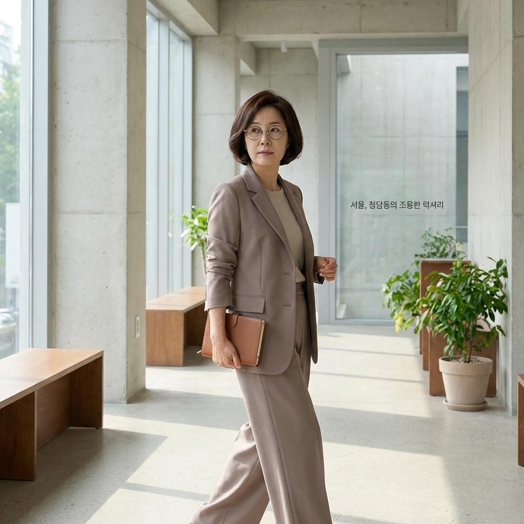 격식 있는 자리를 위한 뉴트럴 셋업 슈트 스타일링