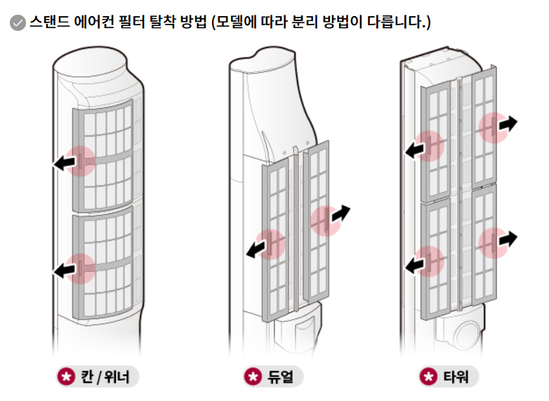 알트태그-스탠드형 에어컨 필터 탈착방법