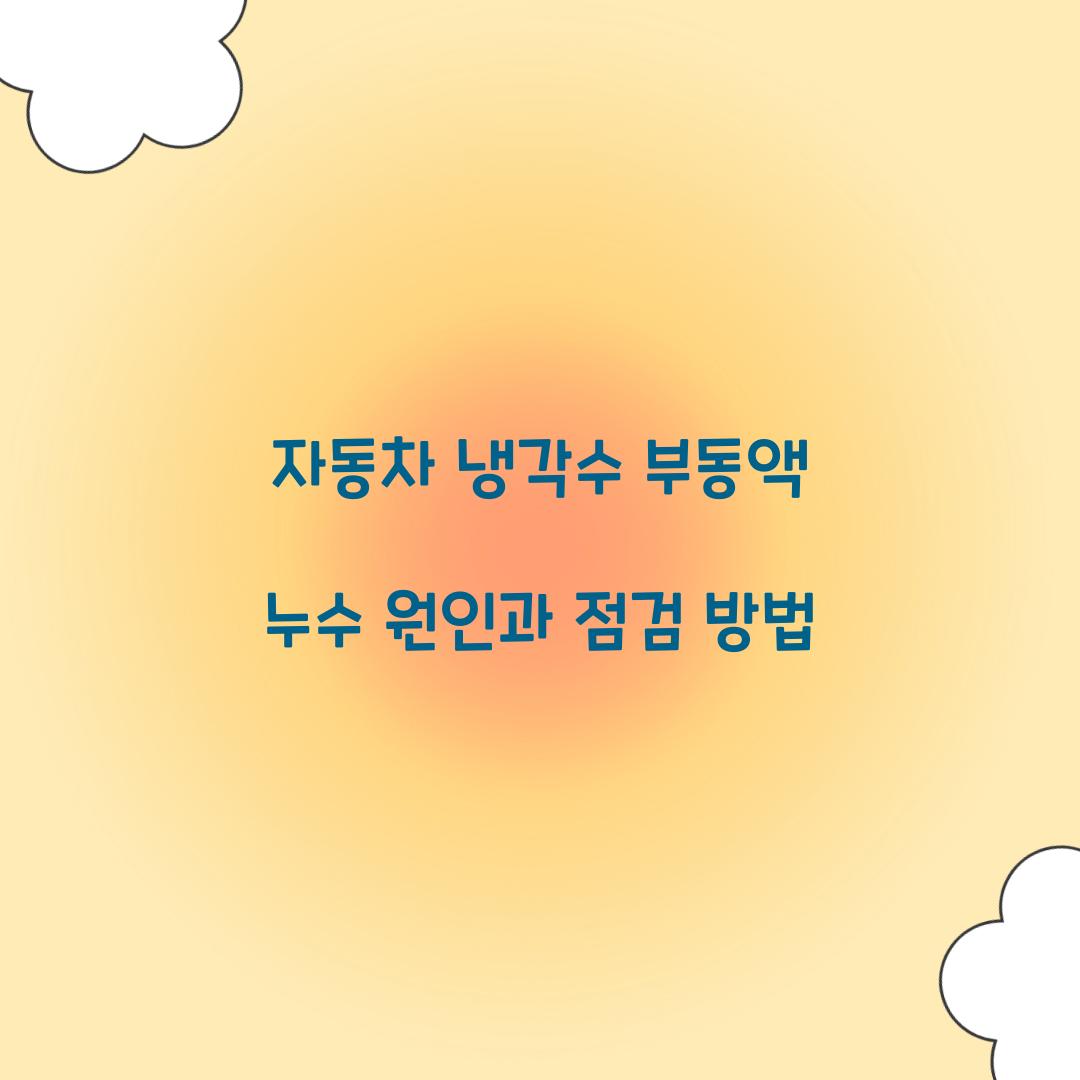 자동차 냉각수 부동액 누수 원인