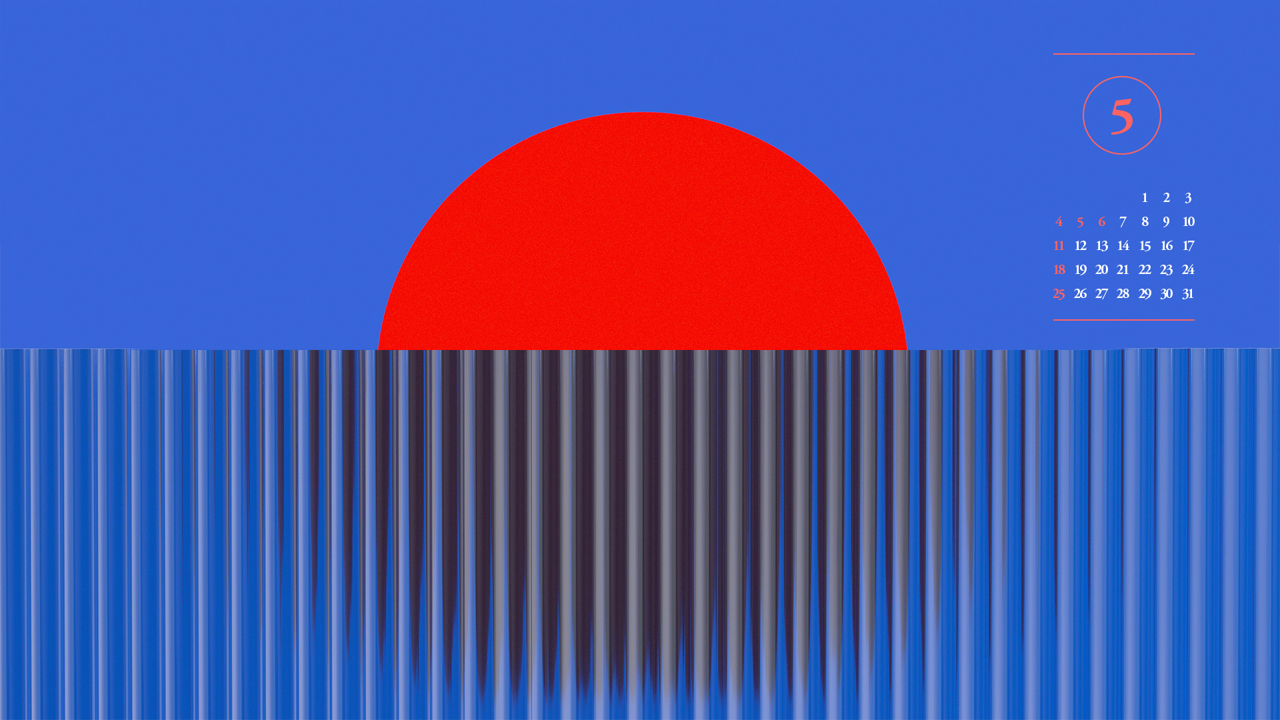 14 빨간색 반원 A - 2025년5월 노트북배경화면