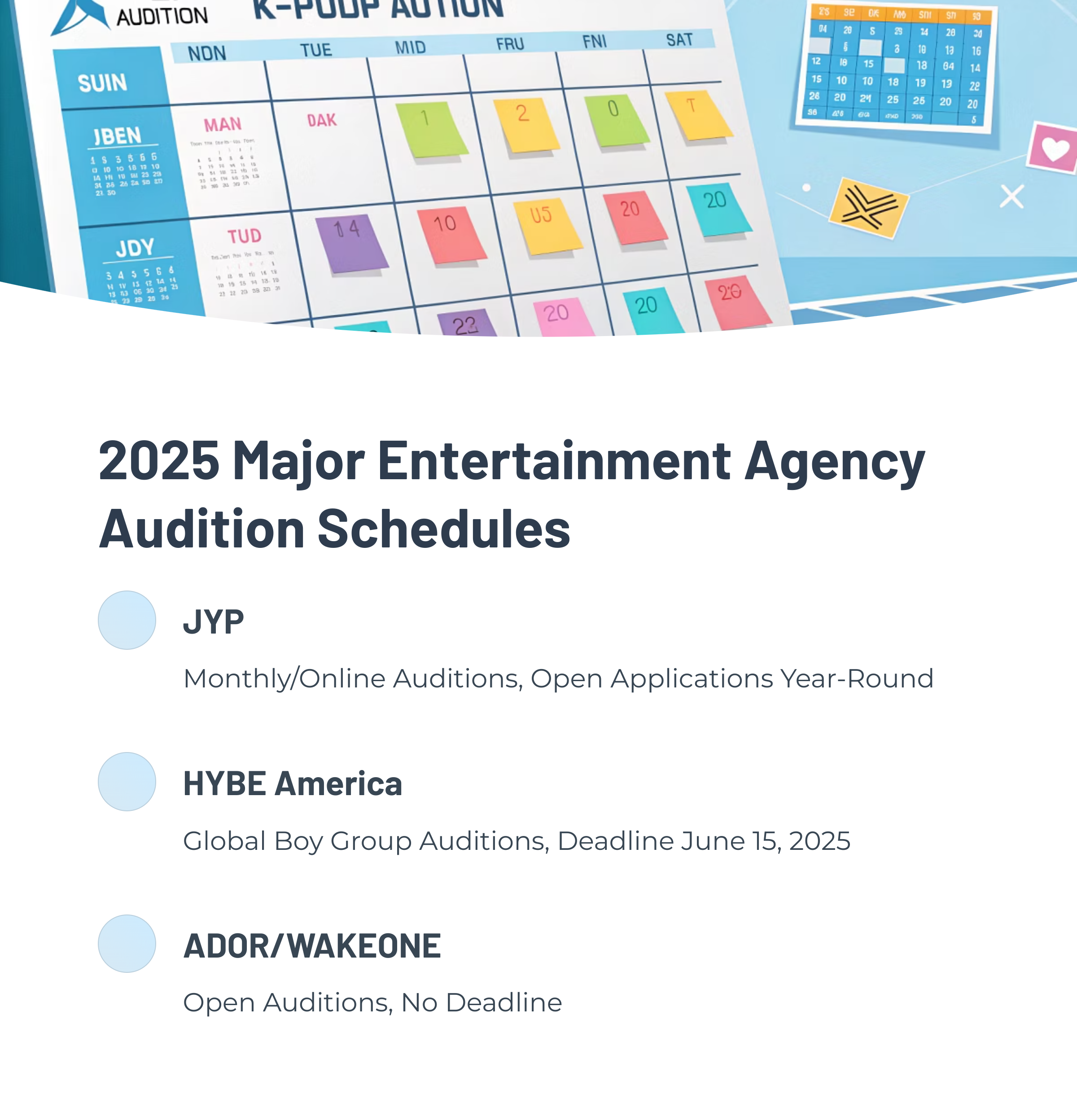 2025 K-Pop Audition Calendar