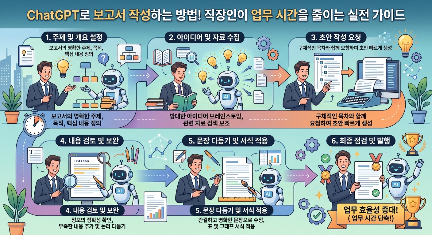 이미지 설명: ChatGPT로 보고서 작성하는 방법! 직장인이 업무 시간을 줄이는 실전 가이드