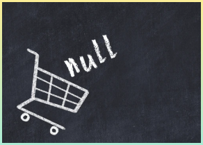 빈 쇼핑카트를 Null로 비유하는 칠판 사진