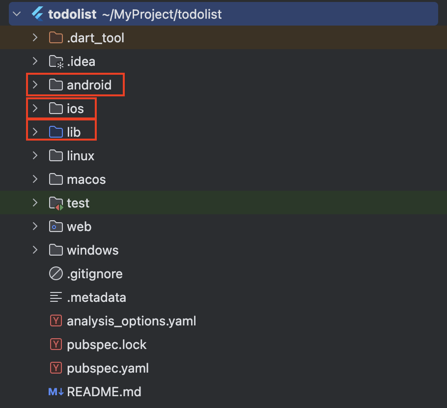 플러터 프로젝트 구조
