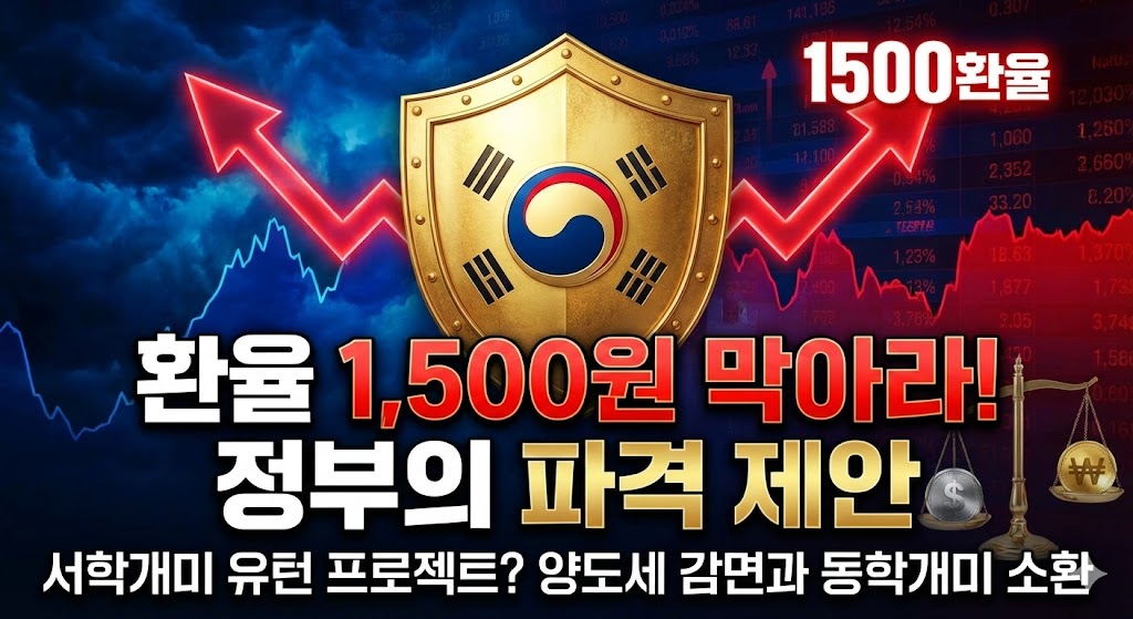 🎁 소윤시의 경제 돋보기: "환율 1,500원 막아라!" 정부의 동학개미 소환 작전