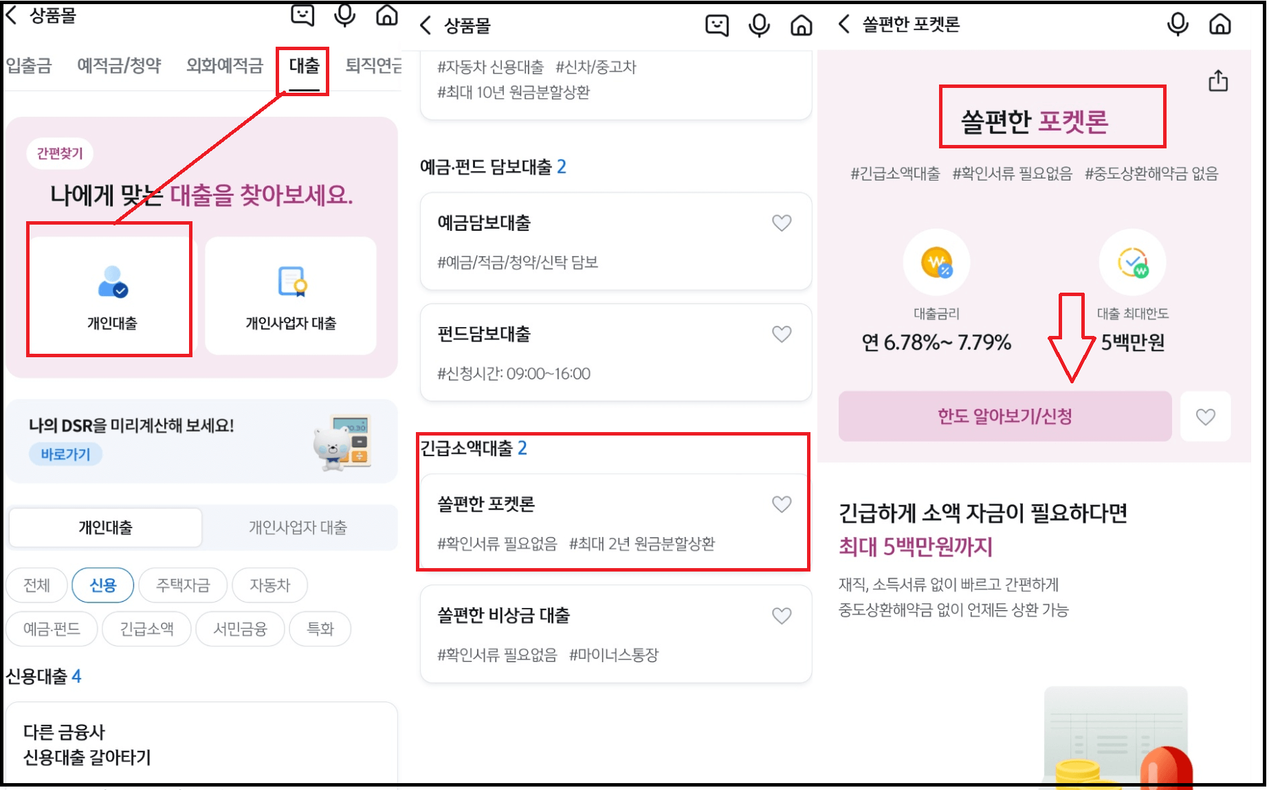 소액 신용대출 신한 쏠편한 포켓론 대출조건 및 부결시 대안상품
