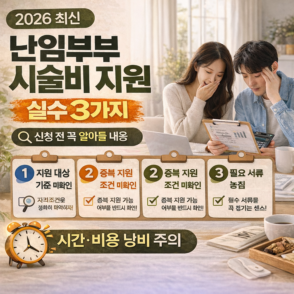 난임부부 시술비 지원 신청 전에 꼭 확인해야 할 실수 3가지 (2026 최신)