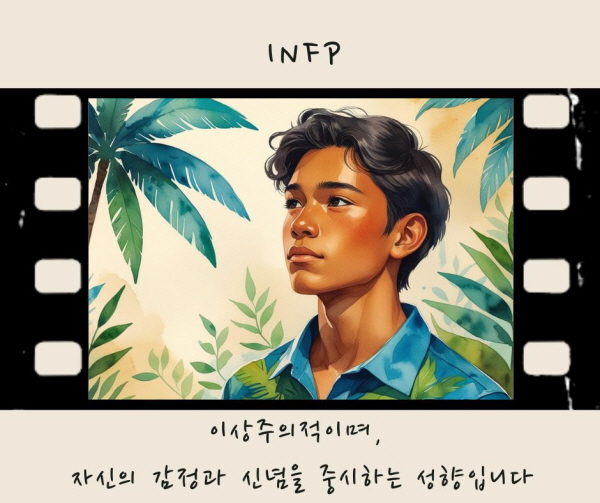 이상주의적이며, 자신의 감정과 신념을 중시하는 성향입니다에 관한 그림