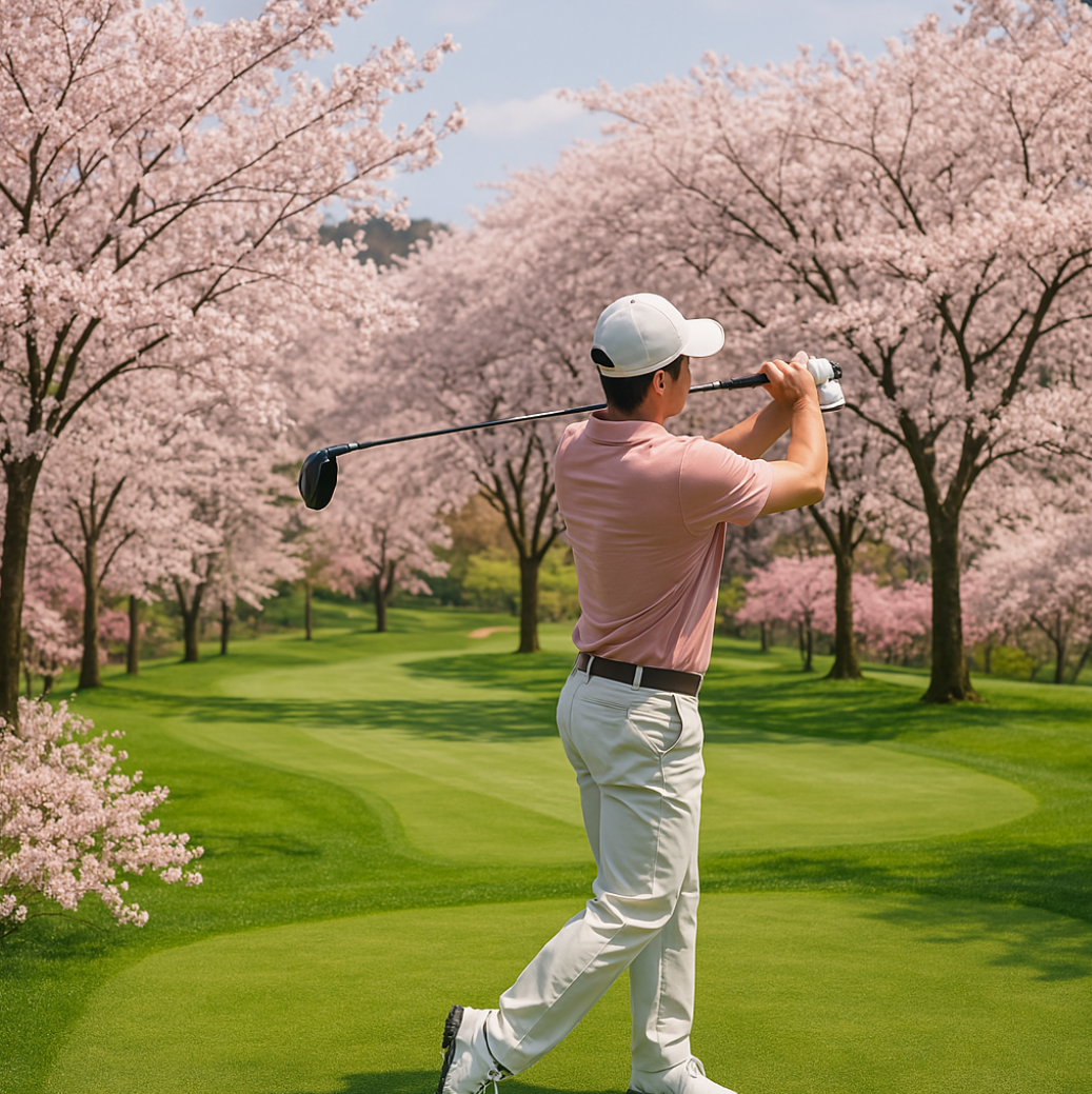 벚꽃이 만개한 골프장 사진