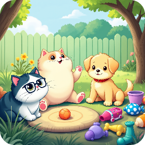 사랑스런 고양이와 강아지가 함께 행복하게 있는 이미지