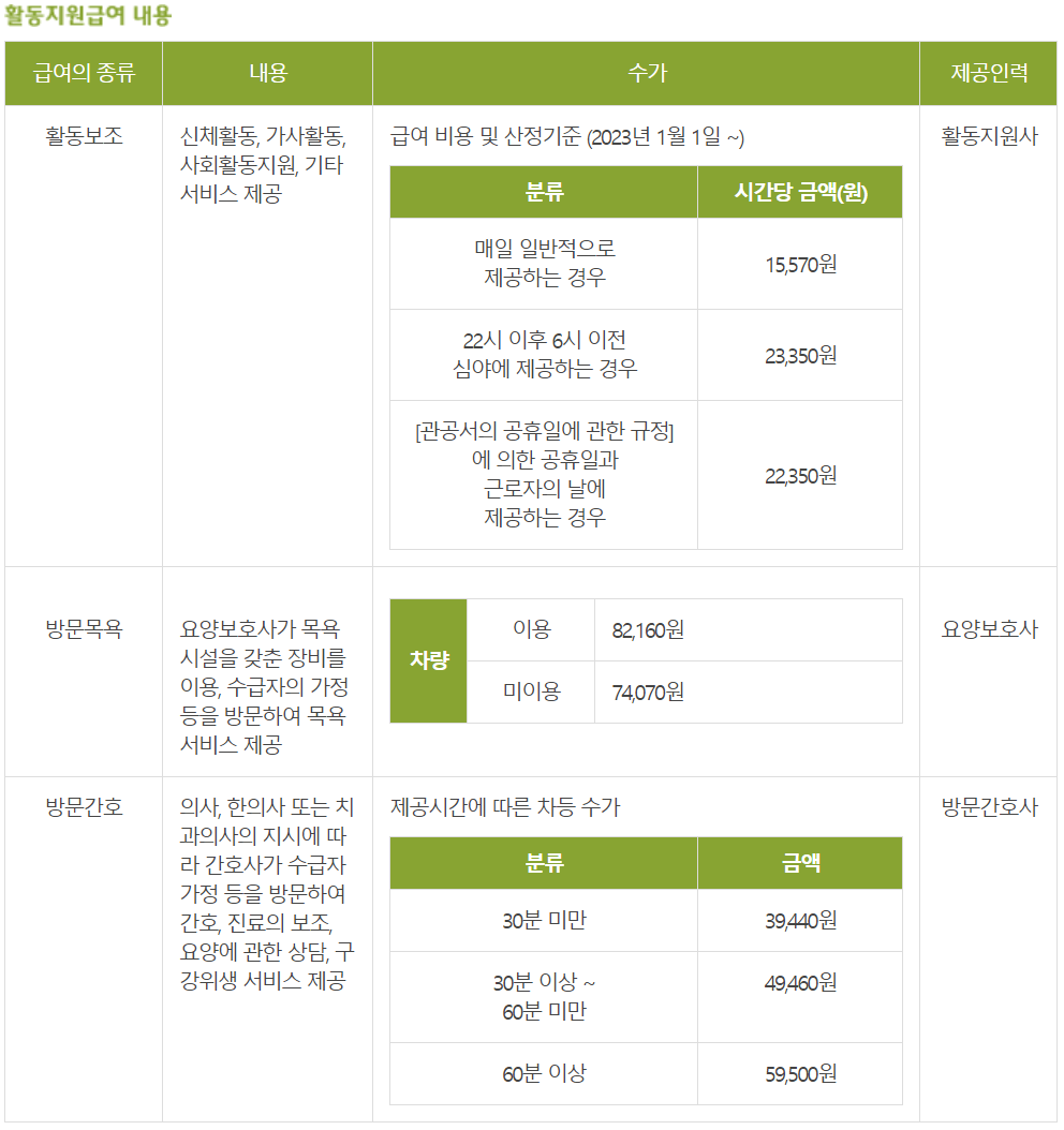활동지원급여 내용