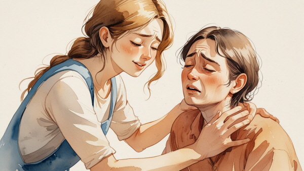 ESFJ는 늘 타인의 요구와 감정에 민감하게 반응하며 살아갑니다. 누군가 힘들어 보이면 자신을 먼저 희생해서라도 도와주려 하고, 그 과정에서 자기 감정은 미뤄두게 됩니다에 관한 그림