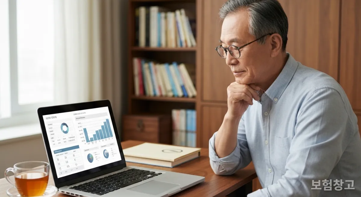 AI 건강 리포트를 확인하는 한국인 시니어 남성